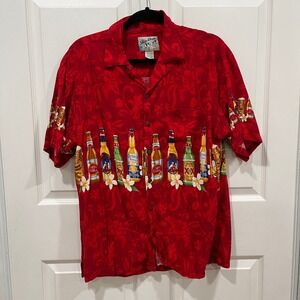 Big Dogs Authentic Hawaiian‎ Shirt Beer Aloha Tiki Red Medium M